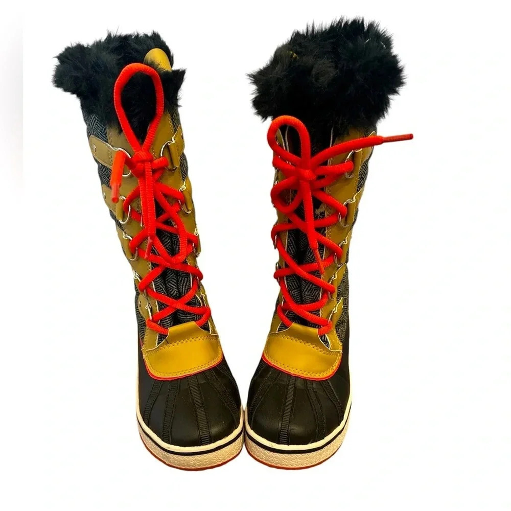 Canadiana Women’s Faux Fur Lace Up Waterproof Winter Snow Boots Size 6
